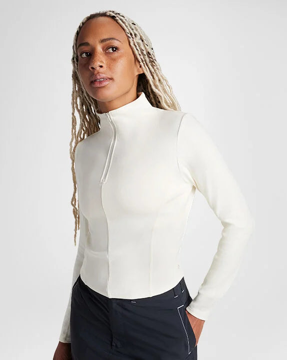 Half-Zip Mock Neck Long Sleeve Top
