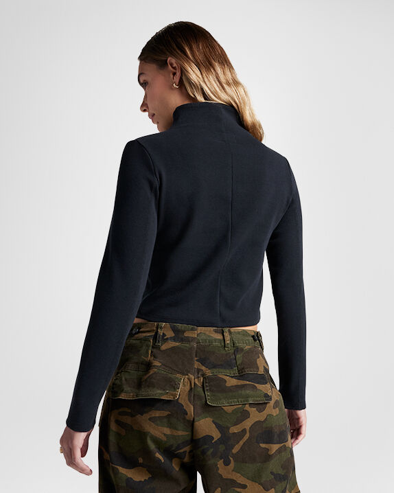Half-Zip Mock Neck Long Sleeve Top