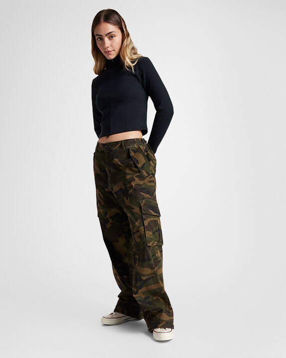 Half-Zip Mock Neck Long Sleeve Top