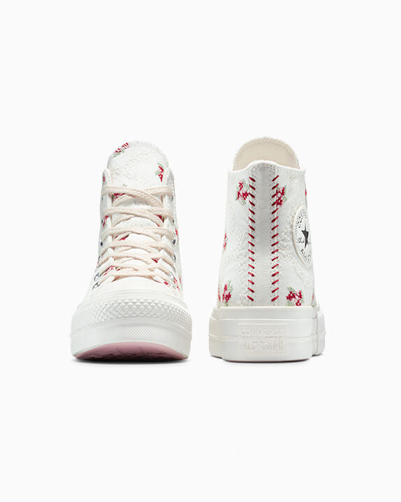 Chuck Taylor All Star Lift Platform Rose Cross Stitch High Top