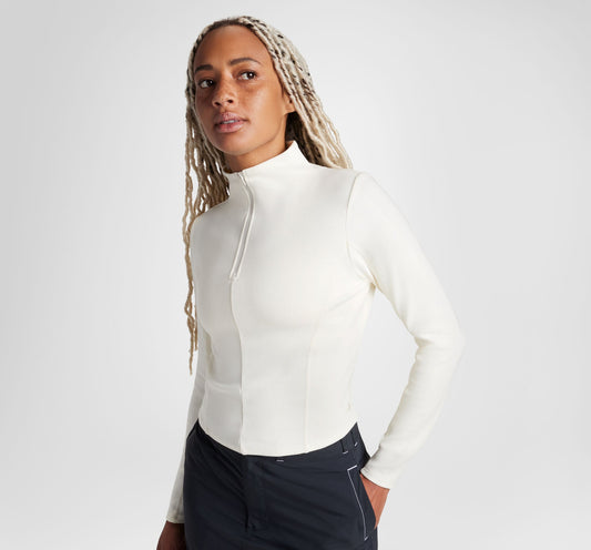 Half-Zip Mock Neck Long Sleeve Top