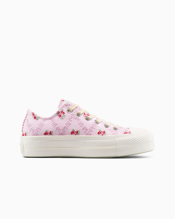 Chuck Taylor All Star Lift Platform Rose Cross Stitch Low Top